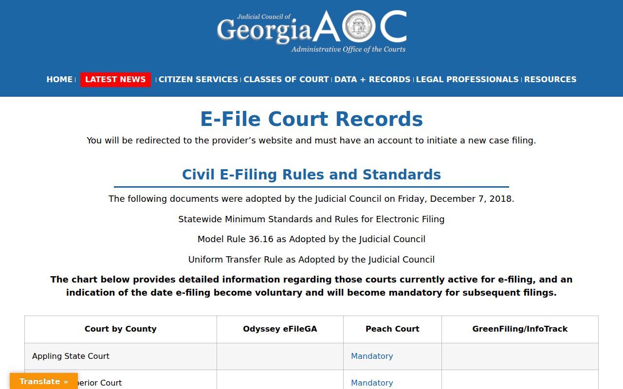 Jeff Davis County court docket mandatory PeachCourt e-filing directory