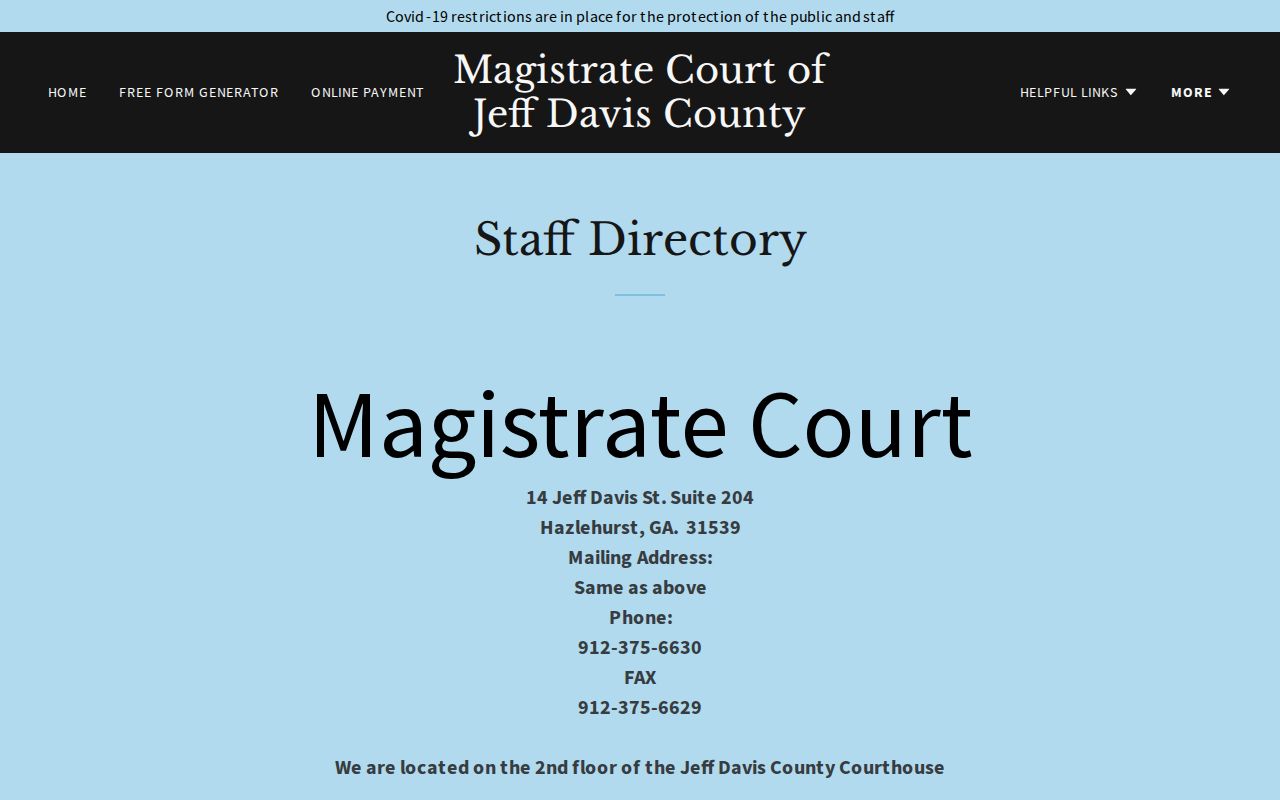 Jeff Davis County court records Magistrate clerk directory