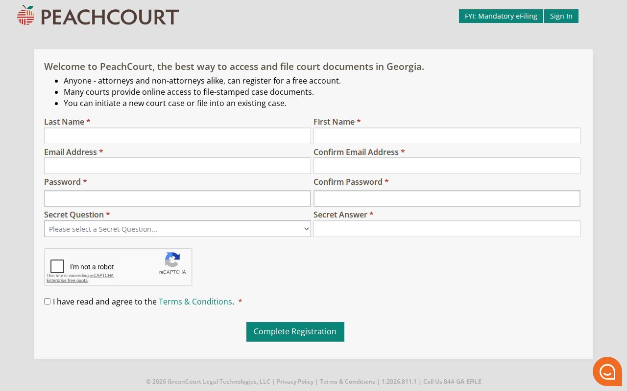 Jeff Davis County criminal docket PeachCourt registration fields